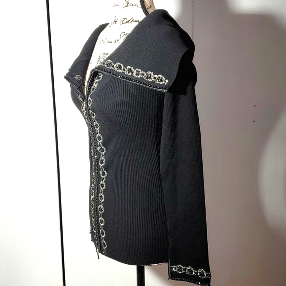 COPY - Cache- NWT 🔥●GORG● Women's Cardigan shawl collar iridescent beads ribbed… - Picture 3 of 6